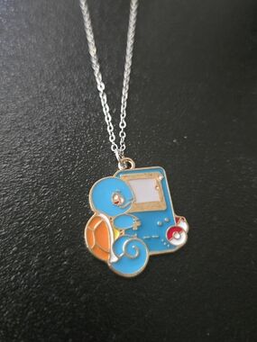 Pokemon Blue and Orange Squirtle Console Necklace